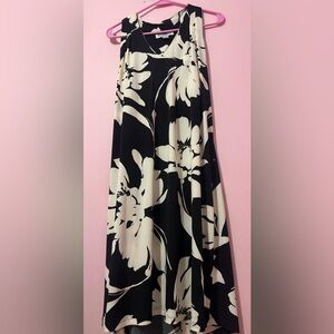 ⭐️Black and Cream Floral A-Line Midi Dress